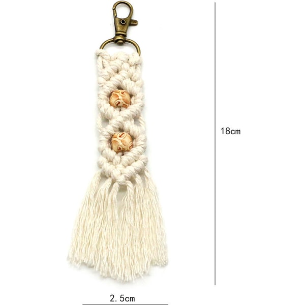 Mini Macrame Avainrengas Boho Macrame Laukku Charms Auto Avaimelle Lompakko Puhelin Tarvikkeet, Beige