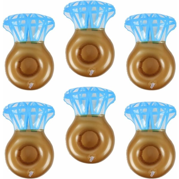 6-pack oppblåsbare ringkoppholdere for bassengfester Flytende dekorasjoner for utdrikningslag Tilbehør til basseng for voksne
