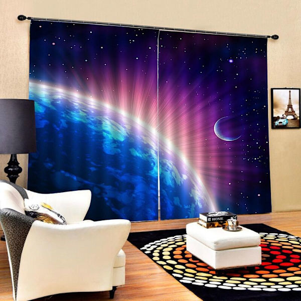 Moderna mörkläggningsgardiner för sovrumsfönster Gardiner för vardagsrum 85% 3D-skuggning, jordblomsprint 100 x 140 cm (H x B)
