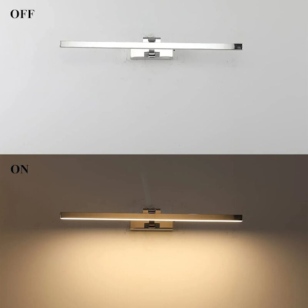LED Badeværelsesspejl Lampe 50cm, 12W, IP44 Vandafvisende Badeværelsesvæglampe 180° Drejelig, Moderne Badeværelsesspejllampe, Kold Hvid 3000K, Sort, Sølv