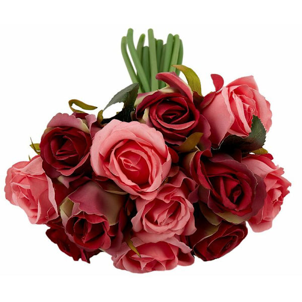 12 stk/partier Kunstige Rose Blomster Hvid Thai Bryllup Buket Royal Silke Blomster Hjem Dekoration Bryllup Fest Dekor (Rød)