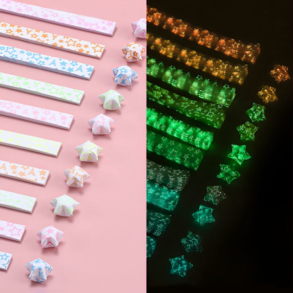 Stjärnpappersremsor, 630 stycken Färgglada Lysande Origamipappersremsor Lyckostjärna för hantverk vikning skola undervisning diy konstprojekt hantverksmaterial