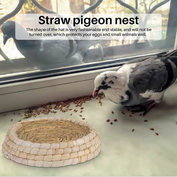 Håndvevd fuglerede av maisblader og inkubasjon på halmseng avlsgård for due/kanin/kanin/due/chinchillas/griser