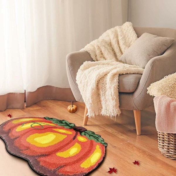 Høst baderomsmatte, Halloween badematte for badekar, hjemmedekorasjoner, Thanksgiving-dekor, oransje brun 20x32 tommer, søt barnemoro