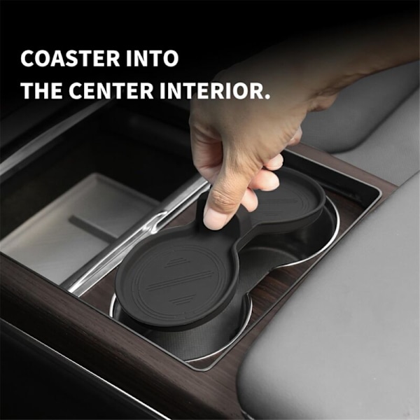 För modell S X 2022 2023 3 2024 Center Console Cup Holder Insert Tillbehör - Svart