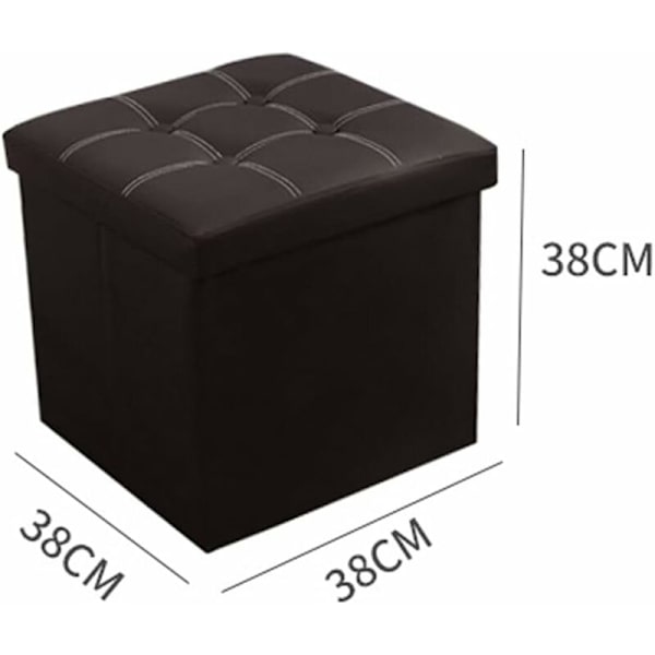 Pouf, Ottoman opbevaringsboks Cube fodskammel. Foldbar og multifunktionel sæde 38x38x38cm. Sort -DENUOTOP