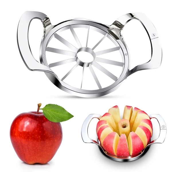 Apple Slicer 12 Slicer - Oppgradert ekstra stor eplekutter, kraftig kjerne i rustfritt stål, ultraskarp skjærer, skiller for epler under 4 tommer