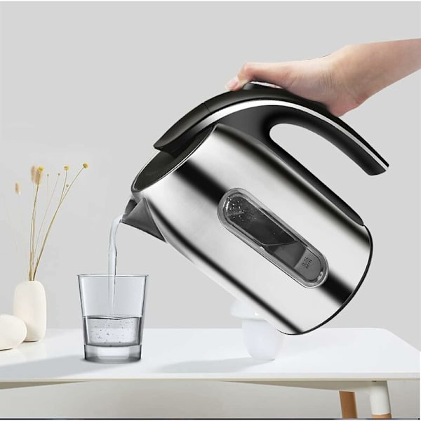 Rustfrit elektrisk kedel i rustfrit stål med LED-belysning, 1,7 liters kapacitet, Rustfrit stål elektrisk kedel, 2200W BPA-fri, Automatisk slukning og anti-kog-tør pro