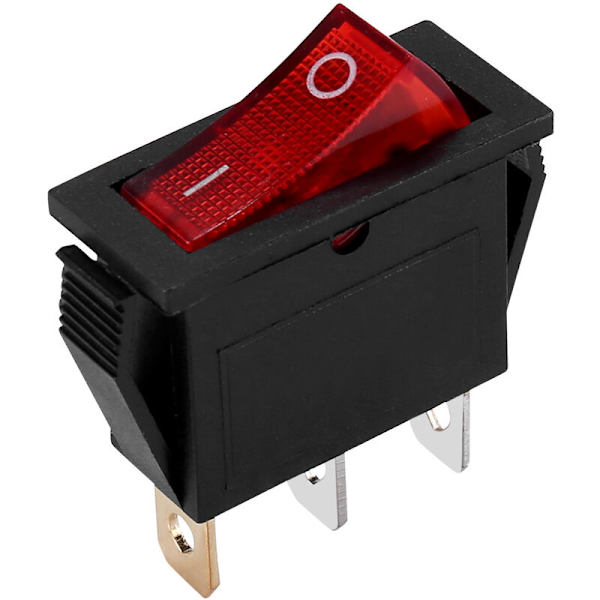 Vippströmbrytare PÅ AV Bipolär 28x10mm 250V 15A RÖD 3 Terminaler