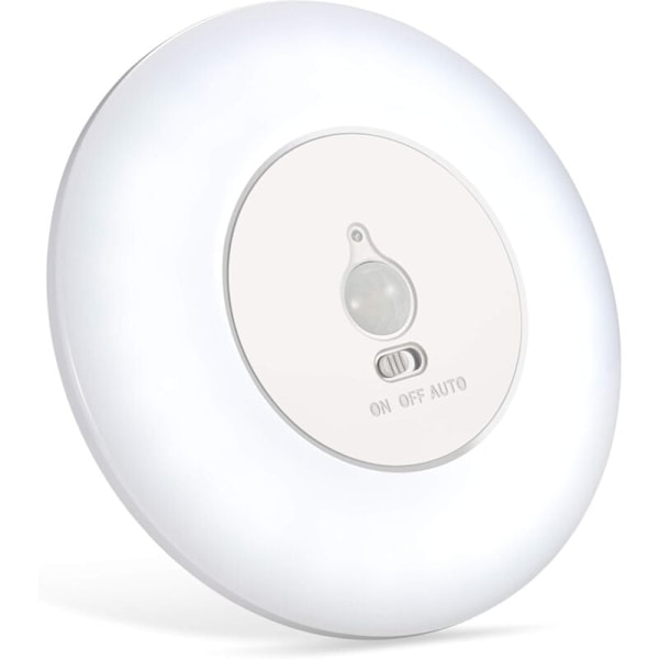 Rörelseaktiverad LED-taklampa med batteri, 6000K, trådlös taklampa för garderober, källare, skafferi, trappor [Energiklass A+]
