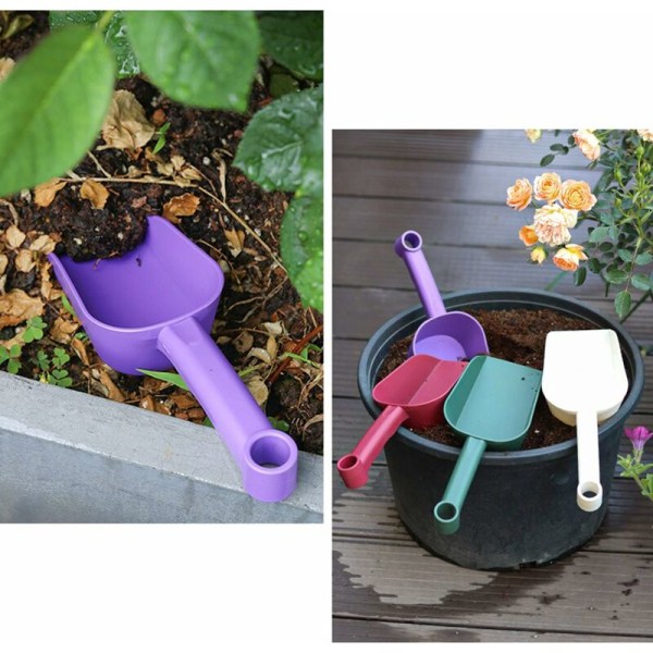 Sett med 4 fargerike hagespader i plast - Hageverktøy for planting, løsning av jord, omplanting, graving og luking -