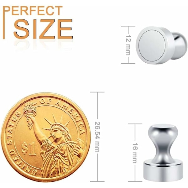12 stk. Neodymium Magneter med Opbevaringsboks N52 Små Magneter til Magnetisk Tavle, Hvidtavle, Opslagstavle - 12 x 16 mm mini magneter