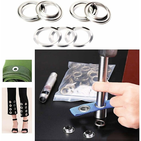 Grommet-kit, Öglor Verktyg, 100 Öglor (Innerdiameter 12mm) Grommet-kit HIASDFLS