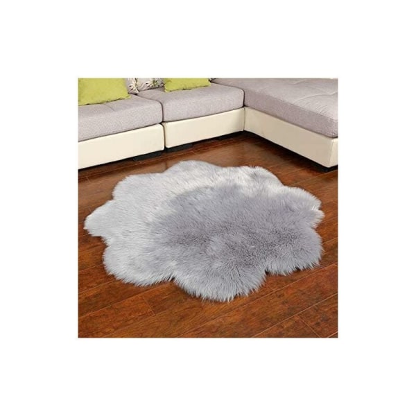 Imiteret fåreskind uldtæppe, hyggeligt føles som ægte uld imiteret pels tæppe, menneskeskabt luksus uldtæppe Sofapude (grå, 45 x 45 cm)