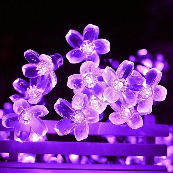 Solcellsdrivna Trädgårdsblomsterljuskedjor, Vattentäta 7 meter 50LED Persikoblomma Körsbärsblommor Solcells Fairy Lights för Utomhus Inomhus Bröllop Fest Jul Y