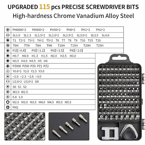 Precisionsskruvmejselset, Faireach skruvmejselset professionella reparationsverktyg 115 i 1 multifunktionell magnetisk skruvmejselset för iPhone Laptop Mac