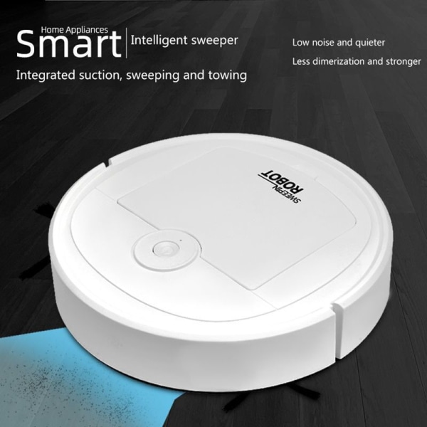 Ljudlös intelligent robotdammsugare dammsäker golvsopmaskin mattrengörare, svart