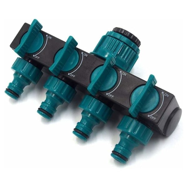 Sprinkler Slangeforbindelse 4 Udløb, Fordeler Vandingsforbindelse Forlængerforbindelse Hane Adapter Tap Næse Y Vælg til Have Drivhus Vege