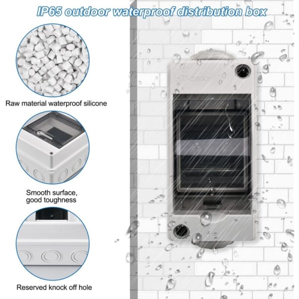 2-veis fordelingsboks, vanntett gjennomsiktig deksel 2 DIN-skinne utendørs fordelingsboks 2 stk