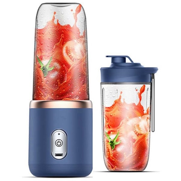 Bärbar Saftkopp med 6 Blad, Fruktkopp, Automatisk Elektrisk Saftpress, Smoothieblender, Matberedare, A