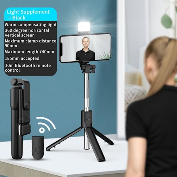 Selfie Stick - Grads Fotoholder Forlænget Stativ Live Broadcast Foldbar Mini Stativ Monopod Udtrækkelig, E