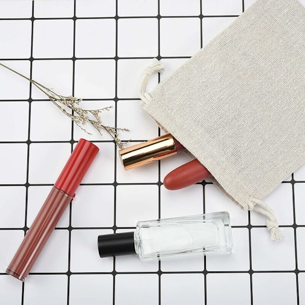 30 stycken säckvävspåsar, presentpåse med återanvändbar dragsko Små bomulls väskor för förvaring av ringar halsband godis kryddor (12 x 15 cm)