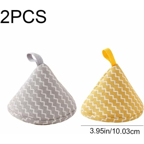 2 Pieces Mini Japanese Triangle Oven Mitts Pot Handle Anti-Scald Lid Pot Knob Cloth Lid Holder for Microwave Pot Lid Kitchen