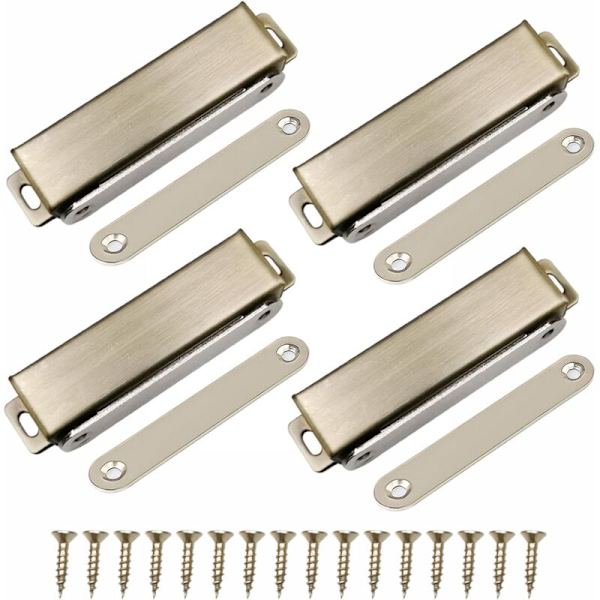 4 kpl Magneettiset Kaappilukot - Ruostumattomasta Teräksestä Valmistettu Magneettinen Oven Sulkija 40kg