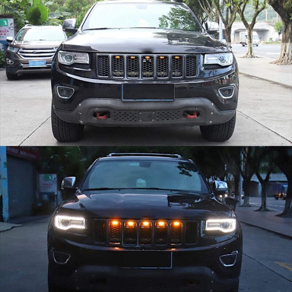 5 kpl LED-ajovalot auton etusäleikköön, sopii Durango 2011-2021 -säleikköön, LED-keltaiset valot, musta linssi
