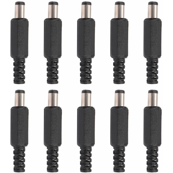 10 kpl 5,5 x 2,1 mm urosliitin DC-tynnyrin suora pistoke DC-virtalähteelle LED-kytkimelle musta