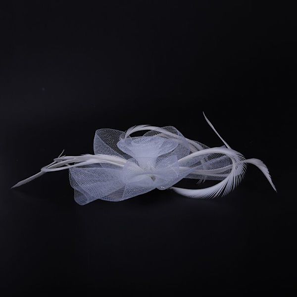 Dam Fascinator Hatt Fjäder Hårprydnad Cocktailfest Kyrkobröllop, Vit