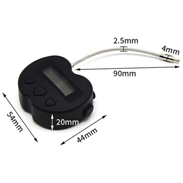 2X Smart Time Lock LCD-display Elektronisk USB Laddningsbar Tillfällig Timer Resa Svart