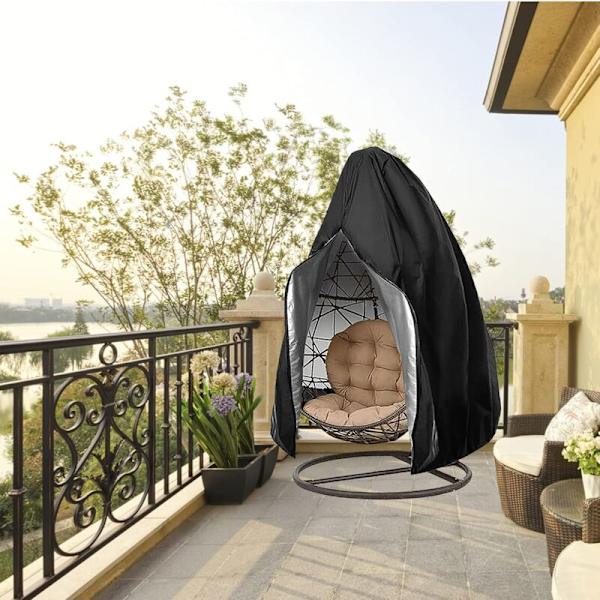 Puutarhakalusteet Patio Riippuva Muna Tuoli Peite Ulkona Rattan Wicker Swing Tuoli Vedenpitävä Pölytiivis Puutarhakalusteiden Peite Vetoketjulla, 231x200cm,