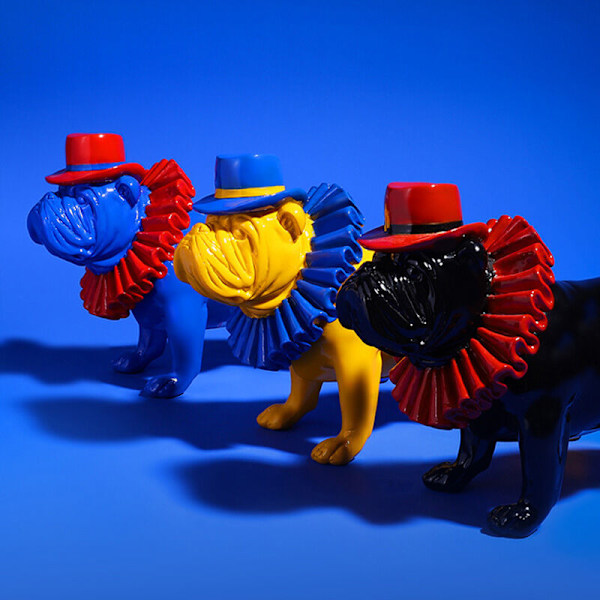 1 stk. Kreativ farve Bulldog Punk stil hundestatue harpiksfigur Hjemmekontor Butik dekoration Ornament Håndværk Gul A