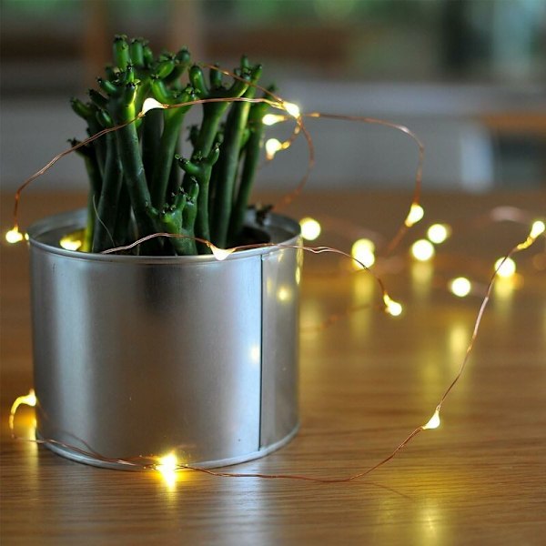 LED-ljusslingor Dekorativa Batteridrivna Fe-Ljus, Koppartrådslampa för Sovrum, Bröllop (6,5 fot/2 m Färgglada)