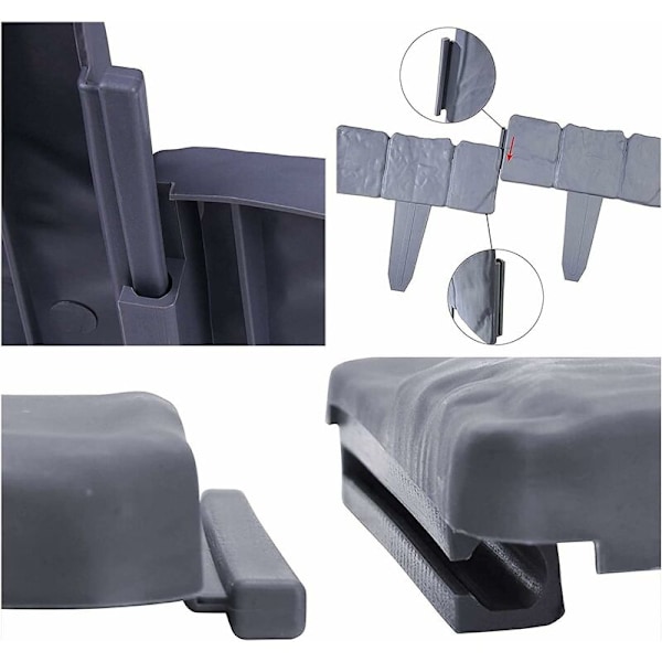 Steinutseende plen - Fleksibelt plastgjerde for hage - Kanting for plenklipping - Hagepalisade - Perfekt som dekorativt gjerde for palisade (10 deler/2,5 m)-