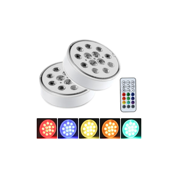 LED Swimming Pool Lys 2 stk. IP68 Vandtæt 16 RGB Farver med RF Fjernbetjening og Vægbøjle Swimming Pool Lys til Akvarier/Badekar/Vase/