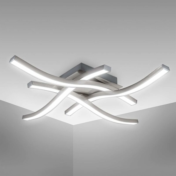 Moderne LED-taklampe i bølgeform, integrerte 24W LED-moduler, 2000Lm, nøytral hvit lys 4000K, aluminium finish