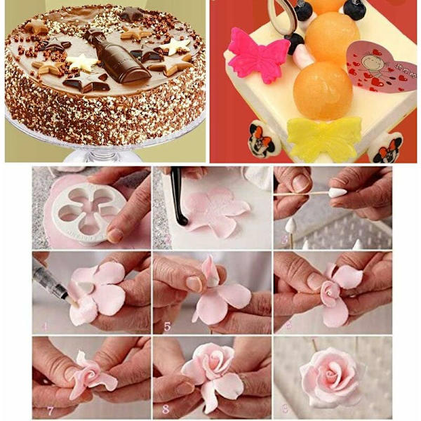 33-delars fondanttårta dekorationsverktyg set för att dekorera födelsedagstårtor kex fondant sockerpasta