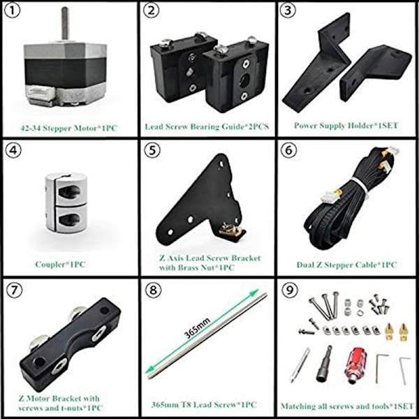 Fint dobbelt snekke-steppermotor-opgraderingskit til 3, 3 Pro, 3 V2, 3D-printer