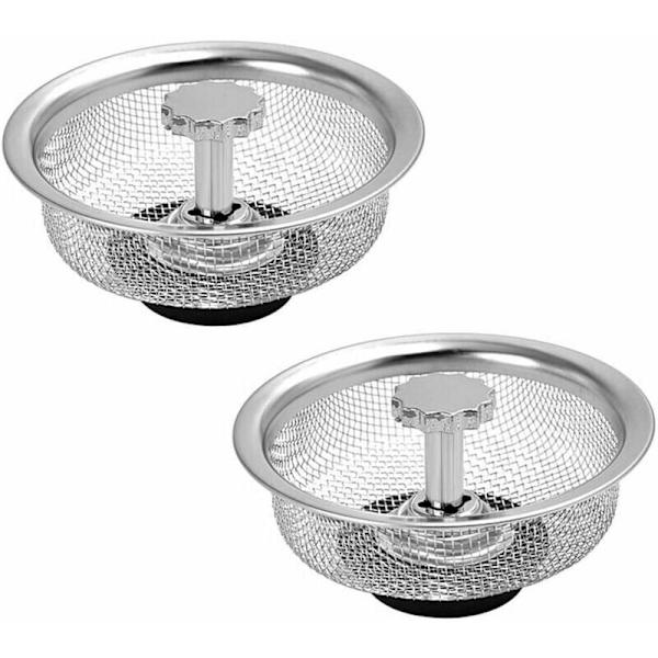 Diskfilter, Diskbänkstopp, 2x Rostfritt Stål Köksdiskfilter för Köksdisk, Badrum, Diameter 3,26''