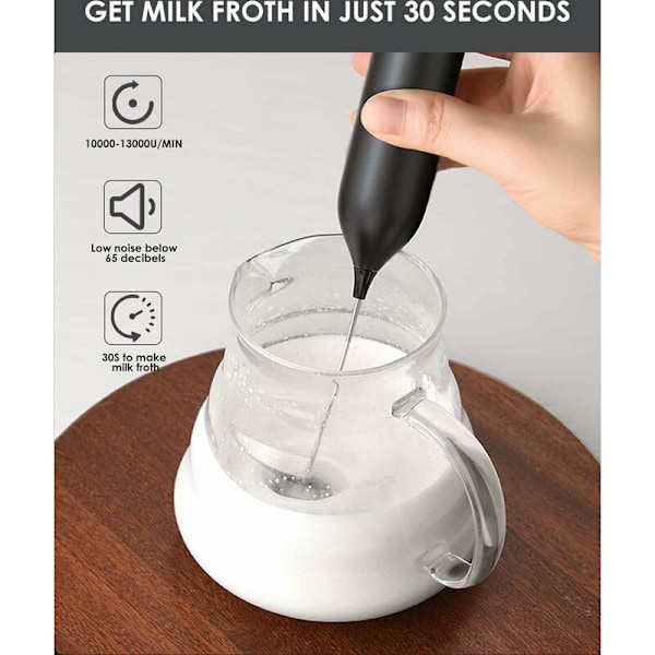 Elektrisk melkeskummer, Oppladbar USB-C melkeskummer med stålstativ Automatisk melkeskummer Veggmontert stav for kaffe, latte og cappuccino