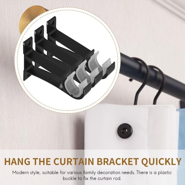 6Pcs Heavy Duty Aluminum Alloy Single Curtain Rod Brackets for Drapery (Black)