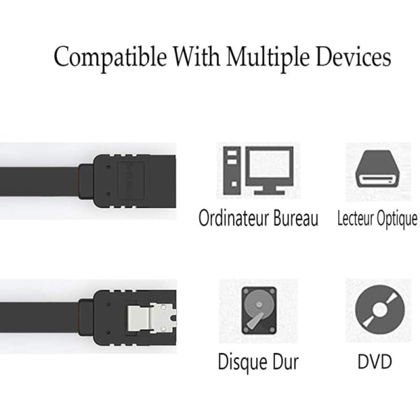 40cm SATA-datakabel 6,0 Gbps sorte ender Sæt i Serial SATA-harddisk-kabel SATA 3,0 SSD-datakabel