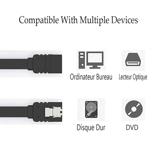 40cm SATA-datakabel 6,0 Gbps svarta ändar Plug in Serial SATA-hårddiskkabel SATA 3.0 SSD-datakabel