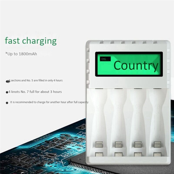 3X Smart LCD Display Batterilader med 4 Slots til NiCd Genopladelige Batterier NiMh AA / AAA NiMh