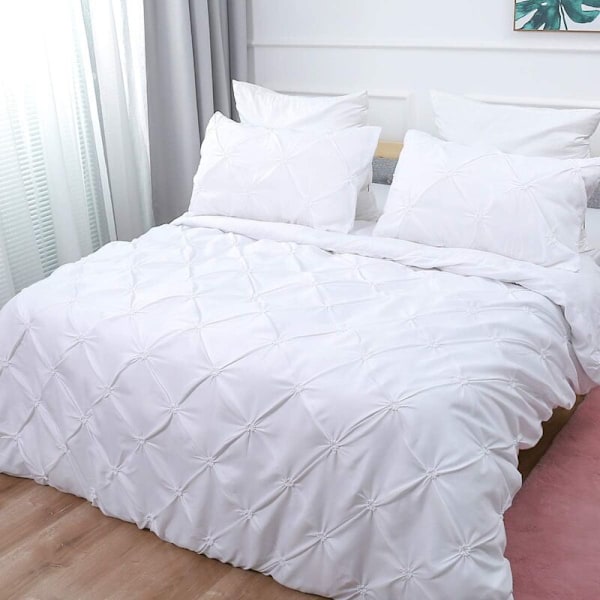 Tuck Vit Vitpinneduvetöverset 3 delar Quilt Tryckt Duvetöverset för Hem Hotellkollektion 200x200cm - RWFurniture och dekoration › Sängkläder