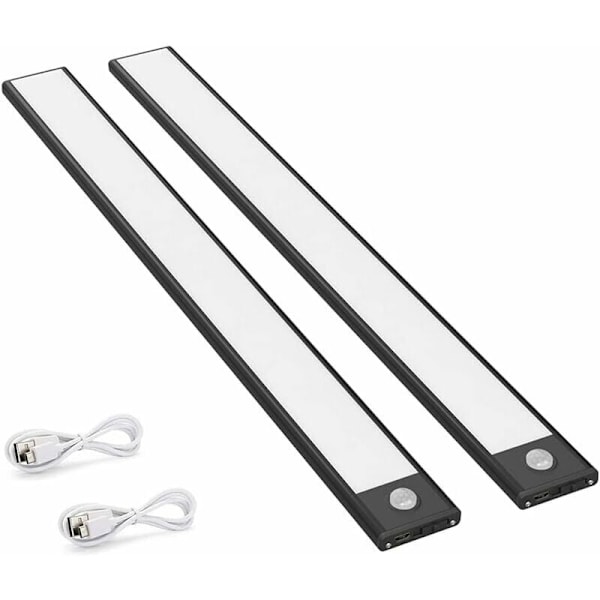 Accentbelysning, batteridriven belysning, 2-pack LED-rörelsesensorlampor för skåp, 150LM, köksbelysning med uppladdningsbart batteri, USB-belysning