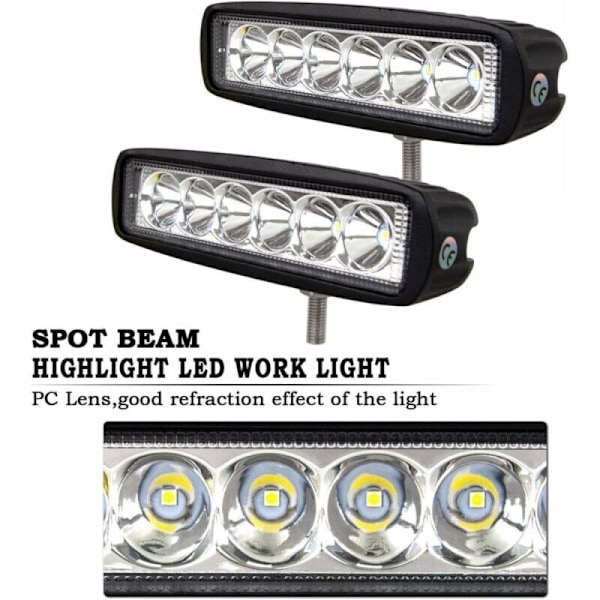 Arbejdslys LED LED Bar 12V 18W 15cm LED Bil Spotlight Vandtæt IP67 Spot Tåge Lys LED Arbejdslys til 4x4 Motorcykel Bil Lastbil Traktor SUV Båd