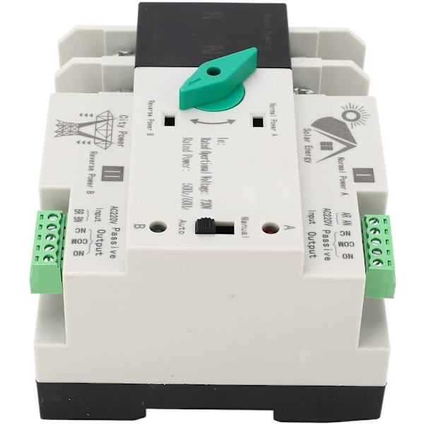 Automatisk omkopplare för dubbla strömförsörjningar, åldersbeständig timer Mini 50/60Hz PV till elnät 2P strömbrytare styrenhet God isolering för (1
